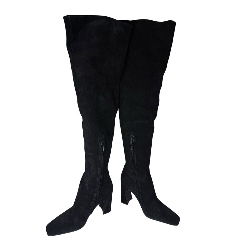 NEW Steve Madden Black Suede Over The Knee Boots Thigh High Block Heel 7M - Picture 5 of 8